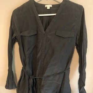 Silk Button up shirt with belt
